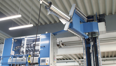 Kaltfolien-Rolle schwebt zum Compact-Foilers-Module